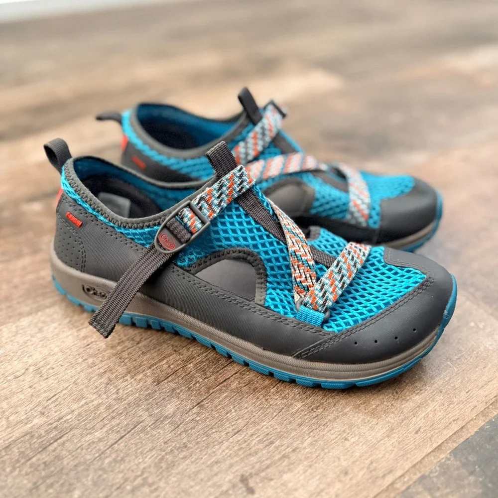 Chaco‎ Kids Odyssey Strappy Mesh Sandals, Teal Gray, 5